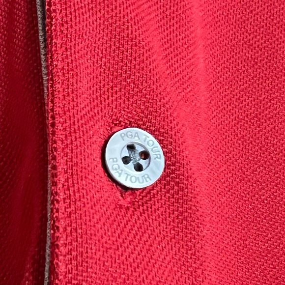 🌟3 for $25🌟 PGA Tour Men’s Red/Gray/Black Polo Shirt with Classic Collar SZ L - Picture 6 of 8